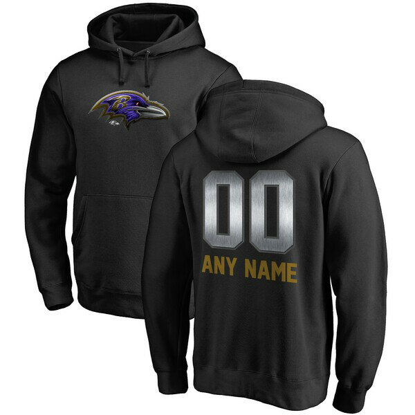 ファナティクス メンズ パーカー スウェットシャツ アウター Baltimore Ravens NFL Pro Line by Fanatics Branded Personalized Midnight Mascot Pullover Hoodie Black