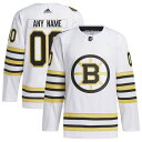 アディダス メンズ ユニフォーム トップス Boston Bruins adidas 100th Anniversary Primegreen Authentic Custom Jersey White