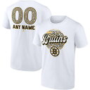 ファナティクス メンズ Tシャツ トップス Boston Bruins Fanatics Branded Unisex Personalized Name Number Leopard Print TShirt White