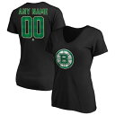 ファナティクス レディース Tシャツ トップス Boston Bruins Fanatics Branded Women's Emerald Plaid Personalized Name & Number VNeck TShirt Black