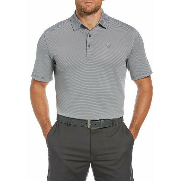 LEFC Y Vc gbvX Callaway Men's Pro Spin Fine Line Stripe Short Sleeve Golf Polo Asphalt