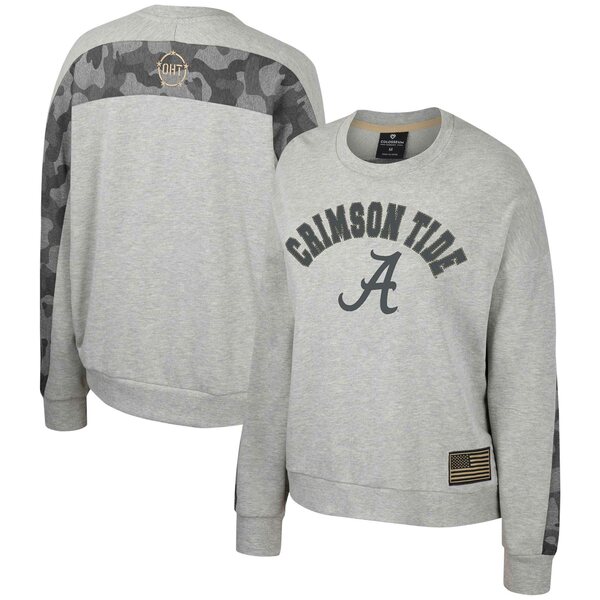 楽天astyコロシアム レディース パーカー・スウェットシャツ アウター Alabama Crimson Tide Colosseum Women's OHT Military Appreciation Flag Rank Dolman Pullover Sweatshirt Heather Gray