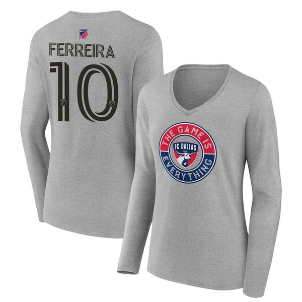 t@ieBNX fB[X TVc gbvX FC Dallas Fanatics Branded Women's The Game Is Everything Personalized Any Name & Number Long Sleeve VNeck TShirt Heather Gray