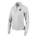 【送料無料】 アンティグア レディース パーカー・スウェットシャツ アウター Indiana Hoosiers Antigua Women's Action QuarterZip Pullover Sweatshirt Heather Gray