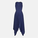 アックスパリ レディース ワンピース トップス V Neck Pleated Skirt Belted Waist Midi Dress