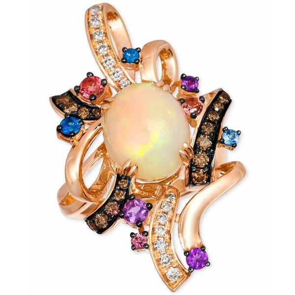 ルヴァン レディース リング アクセサリー Crazy Collection&reg; Multi-Gemstone (2-3/8 ct. t.w.) & Diamond (1/2 ct. t.w.) Swirl Abstract Statement Ring in 14k Rose Gold 14K Strawberry Gold Ring