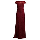 タダシショージ レディース ワンピース トップス Floral Corded-Lace Gown wine