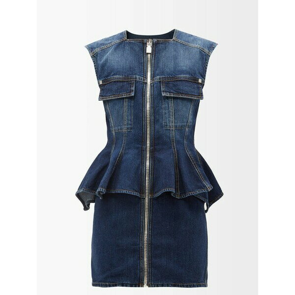 ジバンシー レディース ワンピース トップス Zipped peplum-hem denim mini dress Blue