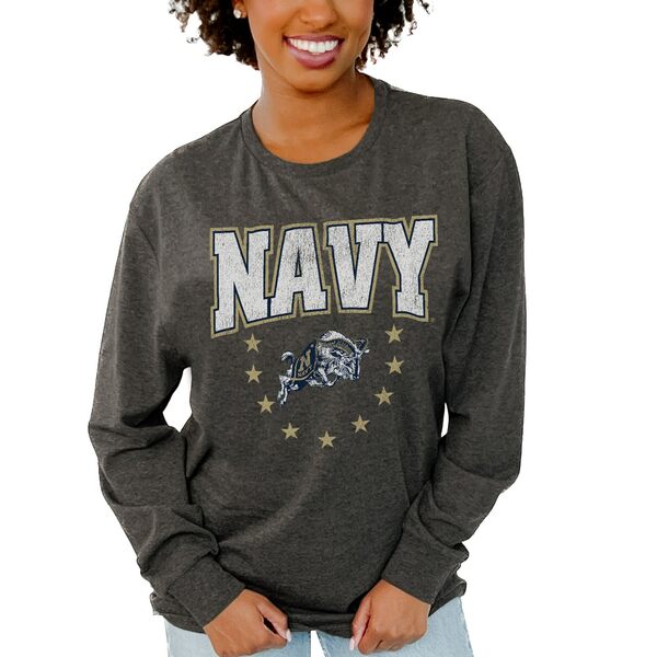 ǥ ǥ T ȥåץ Navy Midshipmen Gameday Couture Women's Everyday Long Sleeve TShirt Charcoal