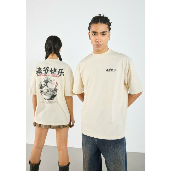 ユアターン メンズ サンダル シューズ UNISEX - Print T-shirt - oatmeal