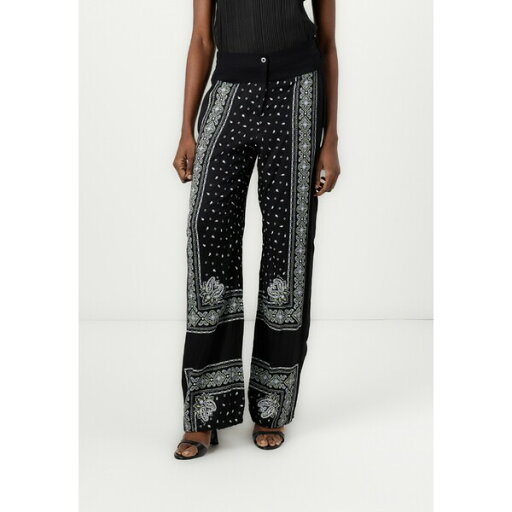 ピンコ レディース カジュアルパンツ ボトムス SPIRITO PANTALONE STAMPA BANDANA CON GEORGETTE - Trousers - black/lime ピンコ レディース カジュアルパンツ ボトムス SPIRITO PANTALONE STAMPA BANDANA CON GEORGETTE - Trousers - black/lime