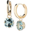 ラルフローレン レディース ピアス&イヤリング アクセサリー Gold-Tone Cushion-Cut Stone Charm Huggie Hoop Earrings Aqua Blue(4)
