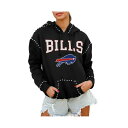 ゲームデイ レディース カットソー トップス Women's Black Buffalo Bills Catch the Vibe Studded Pullover Hoodie Black(4)