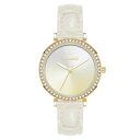 スティーブ マデン レディース 腕時計 アクセサリー Women's Contemporary White Faux Leather and Gold-Tone Alloy Metal Watch, 35mm Ivory/White/Gold-Tone(2)