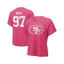 マジェスティック レディース カットソー トップス Women's Threads Nick Bosa Pink Distressed San Francisco 49ers Name and Number T-shirt Pink