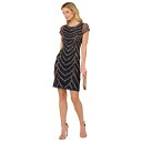 アドリアナ パペル レディース ワンピース トップス Women's Beaded Cap-Sleeve Sheath Dress Navy/Rose Gold