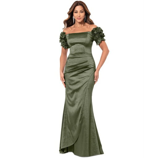 エスケープ レディース ワンピース トップス Women's Off-The-Shoulder Floral-Sleeve Dress Olive エスケープ レディース ワンピース トップス Women's Off-The-Shoulder Floral-Sleeve Dress Olive