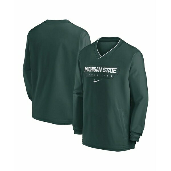 ʥ  ѡåȥ  Men's Green Michigan State Spartans 2024 Sideline Pullover Wind shirt Green, White