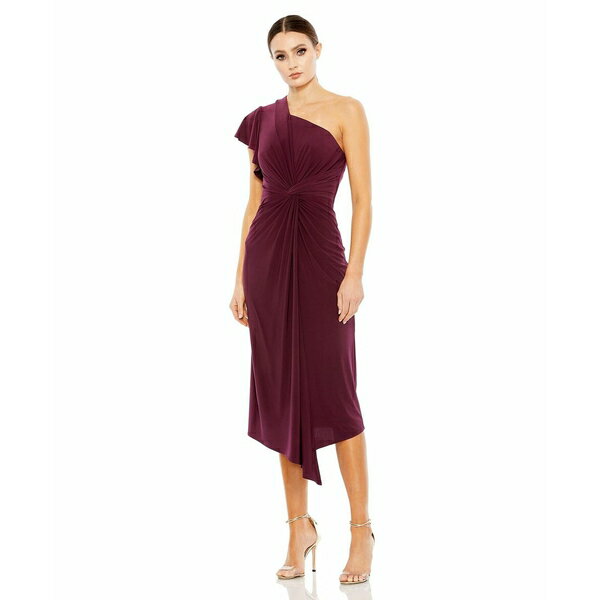 マックダガル レディース ワンピース トップス Women's One Shoulder Midi Length Jersey Dress Plum