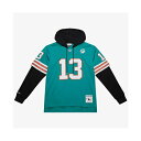 ミッチェル&ネス メンズ シャツ トップス Men's Dan Marino Aqua Miami Dolphins Player Name Number Hoodie Legacy Jersey Aqua