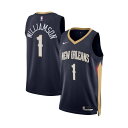 ナイキ メンズ シャツ トップス Men's Zion Williamson Navy New Orleans Pelicans Swingman Jersey - Icon Edition Navy