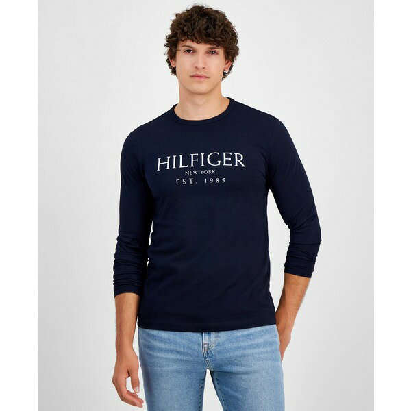 トミー ヒルフィガー メンズ シャツ トップス Men's Cotton Logo Long-Sleeve T-Shirt Desert Sky