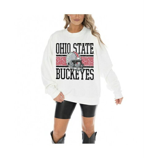 ゲームデイ レディース カットソー トップス Women's White Ohio State Buckeyes Fair Catch Pullover Sweatshirt White ゲームデイ レディース カットソー トップス Women's White Ohio State Buckeyes Fair Catch Pullover Sweatshirt White