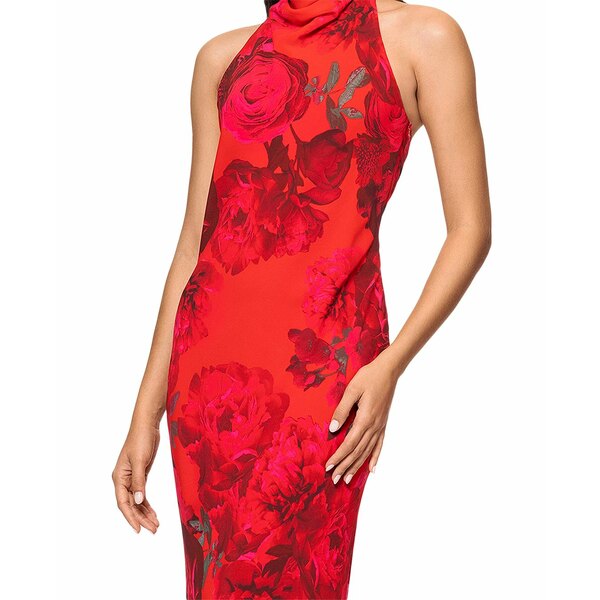 レディース ワンピース かわいい 赤い シフォン ドレスの 女性 2025 春秋 フランスの レトロ 花柄の Vネック 長袖 フェアリー