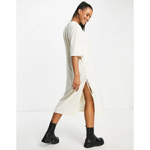 【パからお】 パブリックデザイア レディース Tシャツ トップス Public Desire side split detail oversized t-shirt midaxi dress in cream Oyster:asty としてご