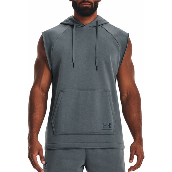 アンダーアーマー メンズ パーカー・スウェットシャツ アウター Under Armour Men's Heavyweight Terry Sleeveless Hoodie Gravel