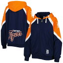 スターター レディース ジャケット＆ブルゾン アウター Detroit Tigers Starter Women's Hail Mary FullZip Hoodie Navy/Orange