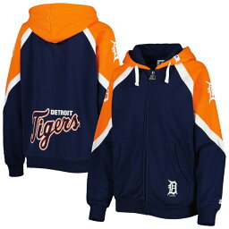 スターター レディース パーカー・スウェットシャツ アウター Detroit Tigers Starter Women's Hail Mary FullZip Hoodie Navy/Orange