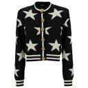 バルマン レディース ニット&セーター アウター Buttonned Knit Stars Cropped Cardigan Black