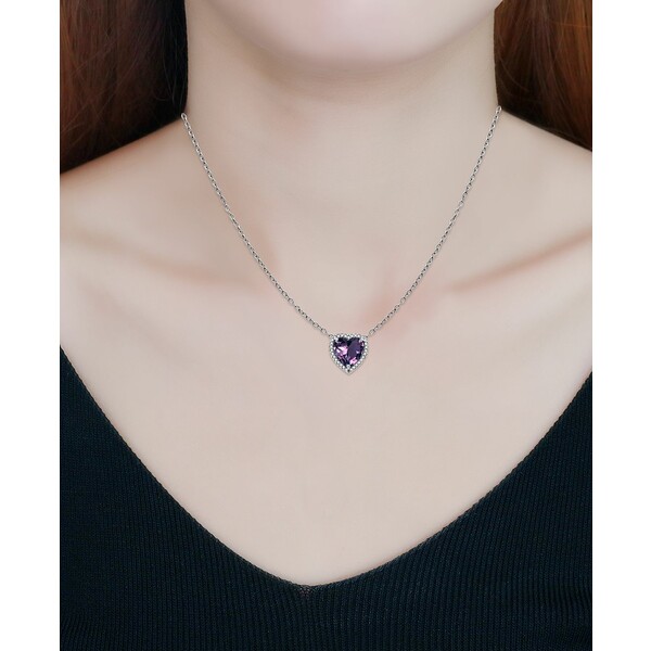 Wj xj[j fB[X lbNXE`[J[Ey_ggbv ANZT[ Cubic Zirconia Heart Halo Pendant Necklace in Sterling Silver, 16