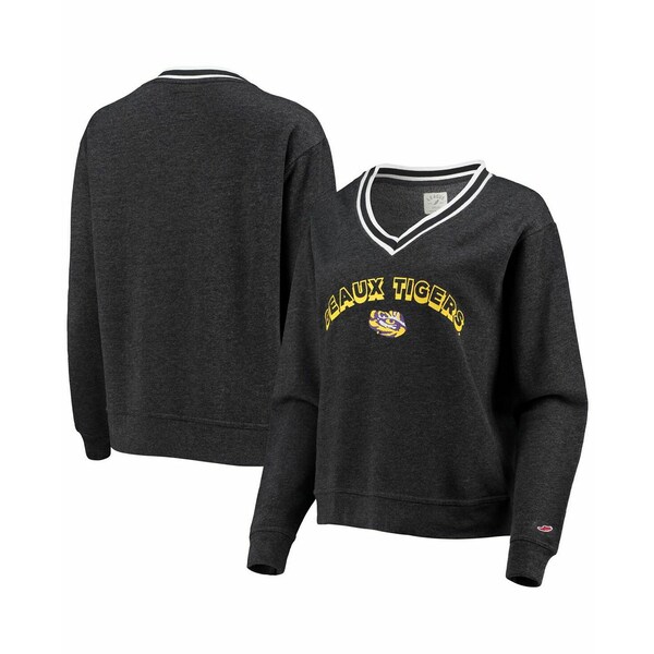 ꡼åȥ ǥ ѡåȥ  Women's Heathered Black LSU Tigers Victory Springs Tri-Blend V-Neck Pullover Sweatshirt Heathered Black