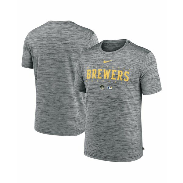 iCL fB[X TVc gbvX Men's Heather Gray Milwaukee Brewers Authentic Collection Velocity Performance Practice T-shirt Heather Gray