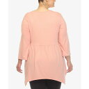 ホワイトマーク レディース カットソー トップス Plus Size Empire Cut V-neck Tunic Top Pink