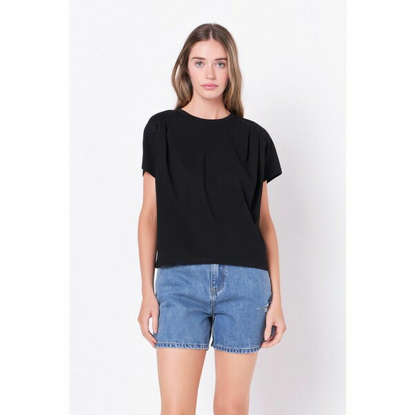 CObVt@Ng[ fB[X TVc gbvX Women's Pleated T-Shirt Black