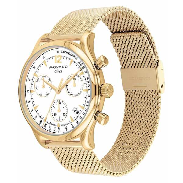 Х ǥ ӻ ꡼ Men's Swiss Chronograph Heritage Series Circa Gold Ion Plated Steel Mesh Bracelet Watch 43mm Gold