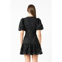 GhX[Y fB[X s[X gbvX Women's Sequins Lace Mini Dress Black