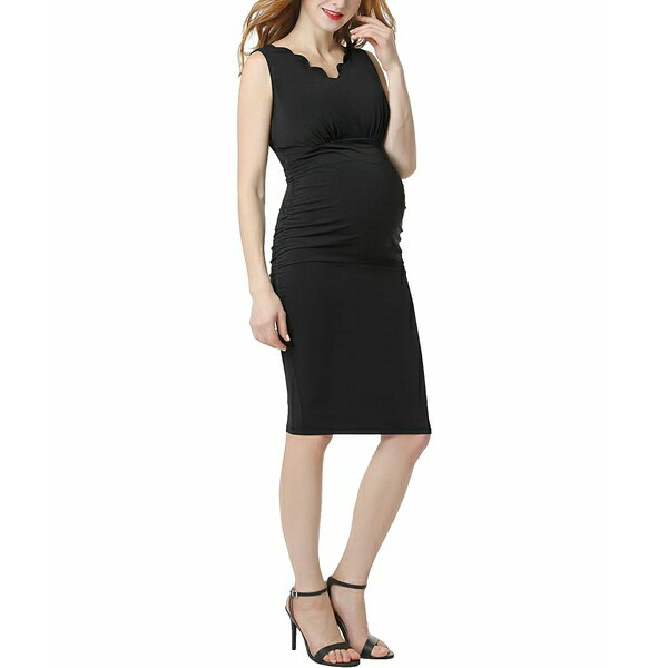 キミ アンド カイ レディース ワンピース トップス Maternity Scalloped V-Neck Midi Dress Black