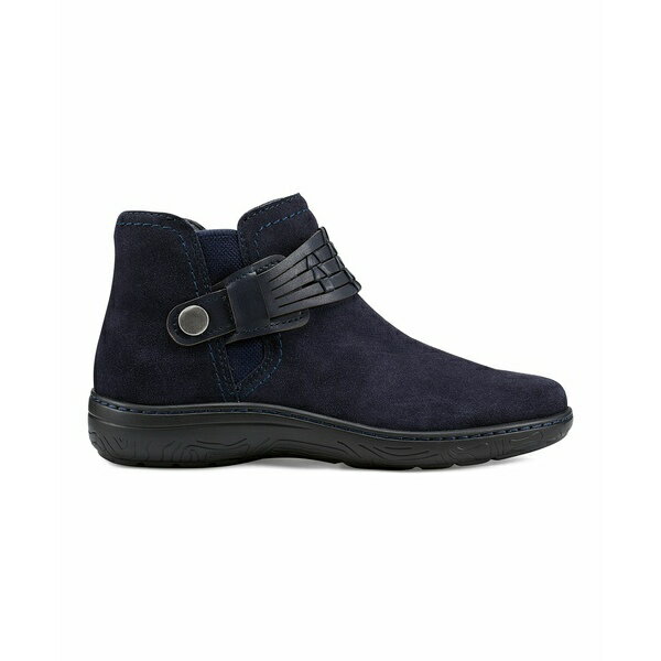  ǥ ֡ 塼 Women's Synal Woven Round Toe Flat Casual Booties Dark Blue Suede