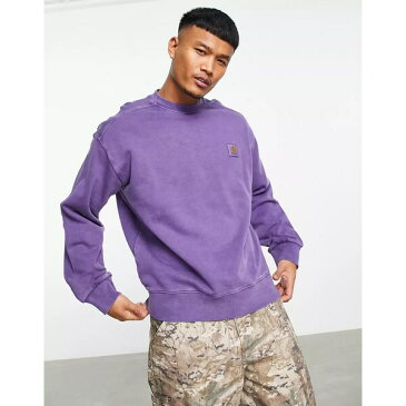 カーハート メンズ パーカー・スウェットシャツ アウター Carhartt WIP Nelson pigment dye sweatshirt in purple PURPLE