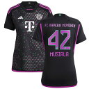 アディダス レディース ユニフォーム トップス Jamal Musiala Bayern Munich adidas Women 039 s 2023/24 Away Replica Player Jersey Black