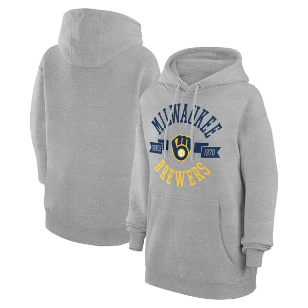 カールバンクス レディース パーカー・スウェットシャツ アウター Milwaukee Brewers GIII 4Her by Carl Banks Women's City Graphic Pullover Hoodie Heather Gray