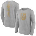 【送料無料】 ファナティクス メンズ Tシャツ トップス Vegas Golden Knights Fanatics Branded Personalized Name & Number Long Sleeve TShirt Heather Gray