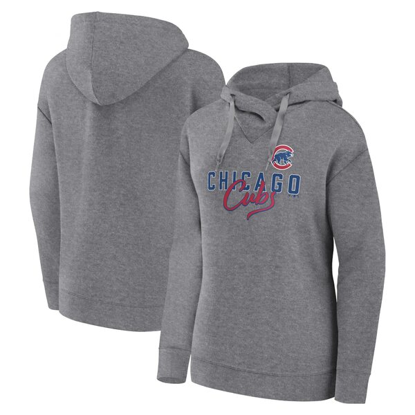ファナティクス レディース パーカー・スウェットシャツ アウター Chicago Cubs Fanatics Branded Women's Script Favorite Lightweight Pullover Hoodie Heather Gray