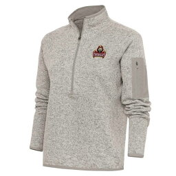 アンティグア レディース パーカー・スウェットシャツ アウター Albany FireWolves Antigua Women's Fortune HalfZip Pullover Jacket Heathered Gray