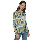 カールラガーフェルド レディース カットソー トップス Women's Satin Button-Front Printed Shirt Soft White/French Blue(4)