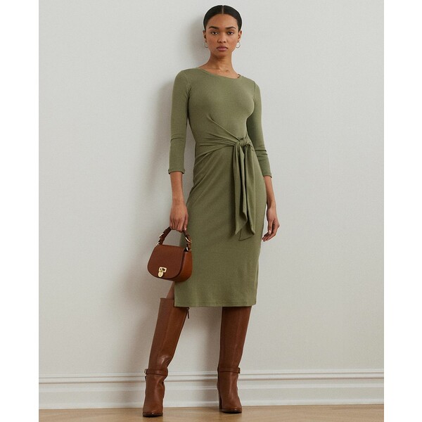 ラルフローレン レディース ワンピース トップス Women's Tie-Front Cotton-Blend Crewneck Dress Sage Green